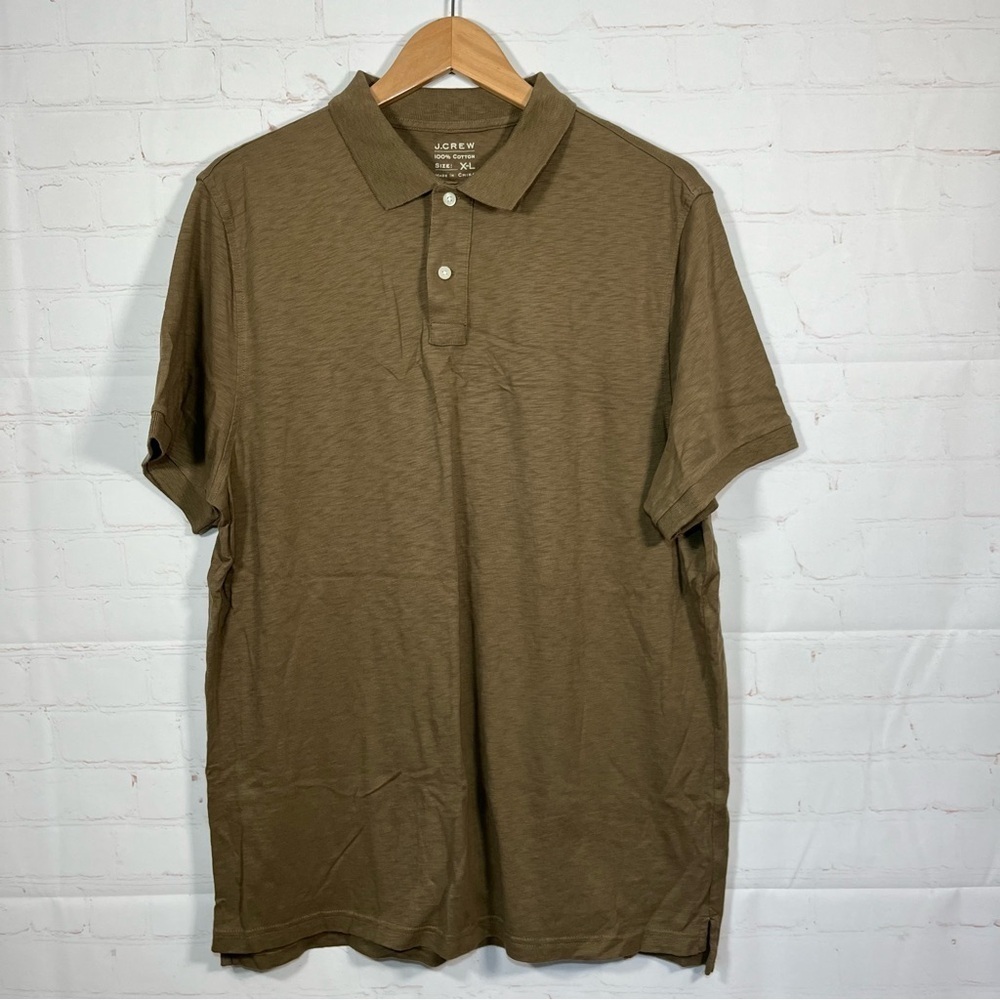 J Crew Polo Shirt Mens Size XL OD Green Short Sleeve Casual Cotton